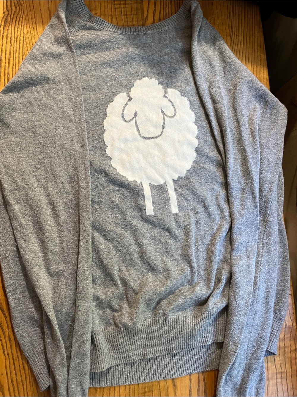 G.H. Bass & Co. Gray Sweater with White Sheep Motif -Women’s